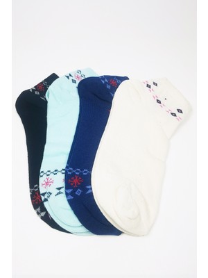 Royaleks Kadın Bilek Çorap Yazlık Pamuklu Yumuşak Düz Renk 4 Çift