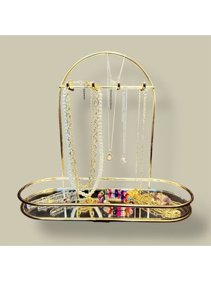 Heraldis Aurora Altın Renk Aynalı Takı Standı | Kolye, Bileklik ve Aksesuar Organizeri