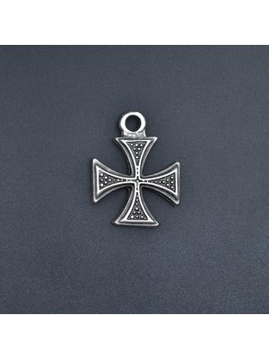 Alooya Antik Desenli Haç Gümüş Kaplama Kolye Ucu