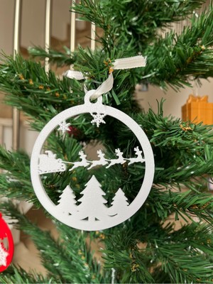 Empressco Beyaz Ren Geyiği Temalı Ağaç Süsü, 2'li Paket, Şık ve Natürel Dekor.