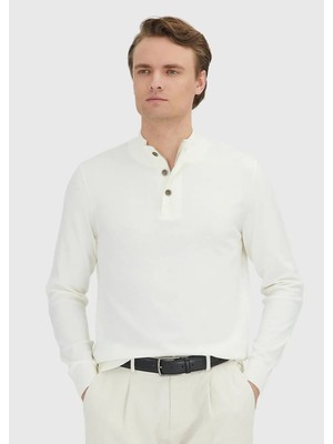 Ramsey Ekru Polo Yaka Düz Örgü Triko Kazak