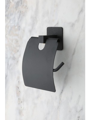 Storemax Banyo Kare Siyah Yapışkanlı Kapaklı Tuvalet Kağıtlığı Wc Kağıtlık Tuvalet Kağıdı Askısı