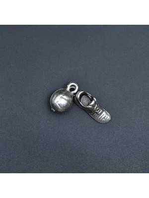 Alooya Futbol - Krampon - Top Gümüş Kaplama Kolye Ucu