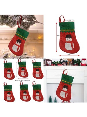 Empressco 6'lı Renkli Elyaf Noel Çorabı, 23X16 Cm, Yılbaşı Temalı, Eğlenceli Hediye Seti