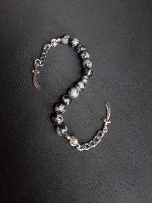 Mryart Füme Gri Labrovit Taşı ve Zülfikar Kılıç Detaylı Doğaltaş Zaza Tesbih