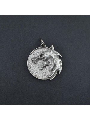 Alooya Witcher 3 Madalyon Gümüş Kaplama Kolye Ucu