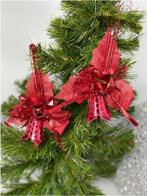 Empressco Kırmızı Zilli Çanlı Yeni Yıl Çiçeği, Renkli ve Neşeli Kutlama Aksesuarı