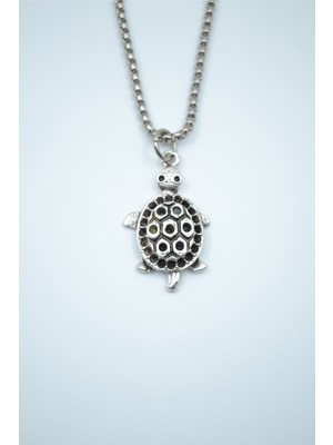 Alooya Kaplumbağ Gümüş Kaplama Örme Zincir Kolye