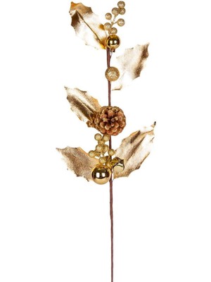 Empressco Yılbaşı Çiçek Pike Berry Gold Simli Renkli Kozalaklı Toplu 65 cm