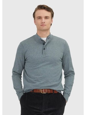 Ramsey Gri Polo Yaka Düz Örgü Triko Kazak