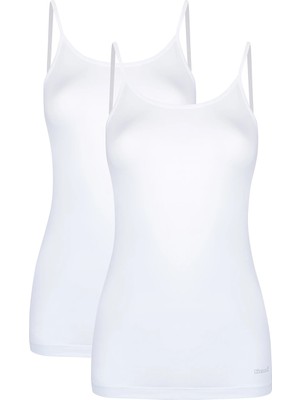 Kom Basic 2li Bayan Top Atlet Beyaz Renk Nefes Alabilir Özellikli Rahat Kesim