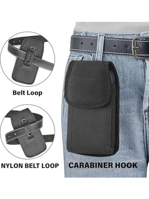 Storemax Cep Telefonu Kılıfı, Naylon Telefon Bel Klipsli Taşıma Çantası, Cırt Cırt Kapaklı Kartlık, Birçok Akıllı Telefon Modeline Uyumlu Mobil Telefon Kılıfı
