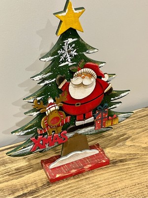 Empressco Yeşil Kırmızı Tahta Yılbaşı Ağacı, 37CM Yükseklik, 30CM Genişlik