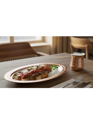 Trendüstriyel Bakır Sunumluk/kayık El Dövmesi 25 cm