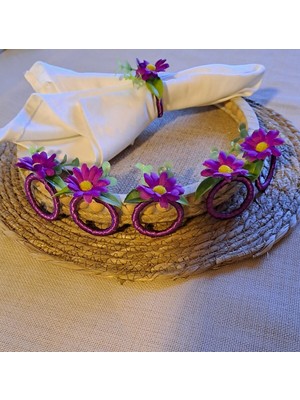 Empressco 6'lı Mor Çiçek Peçete Halkası, Şık ve Renkli Masa Süsü