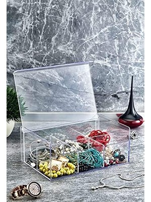 Storemax Akrilik Çay Kutusu 6 Bölmeli Kapaklı Poşet Bitki Çayı Saklama Kabı - Akrilik Pratik ve Şık Akrilik Çay Kutusu - 6 Bölmeli Kapaklı Poşet ve Bitki Çayı Saklama Kabı