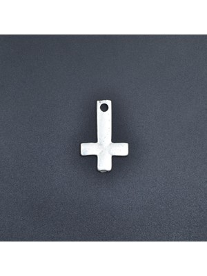 Alooya Minimal Ters Haç Gümüş Kaplama Kolye Ucu