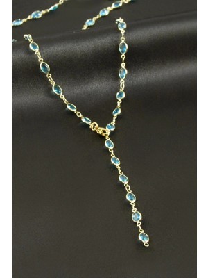 Marsilyan Oval Zirkon Taşlı Çelik Y Kolye