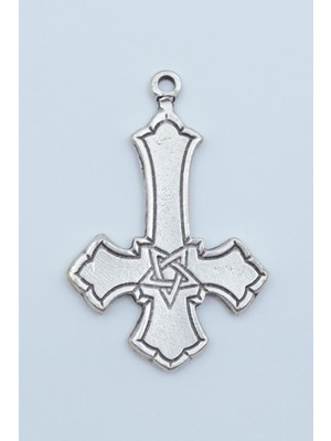 Alooya Ters Haç - Davut Yıldızı Gümüş Kaplama Kolye Ucu