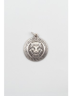 Alooya Aslan Figürlü Kolye Ucu - Antik Gümüş Kaplama