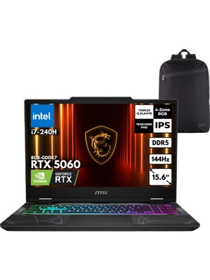 MSI Msı Cyborg 15 I7-240H 48 -Gbddr5 4 Tbssd RTX5060 (8gb-Gddr7) 15.6" Fhd 144Hz Windows 11 Home + Zg Sırt Çantası B2RWFKG-208XTRZG44