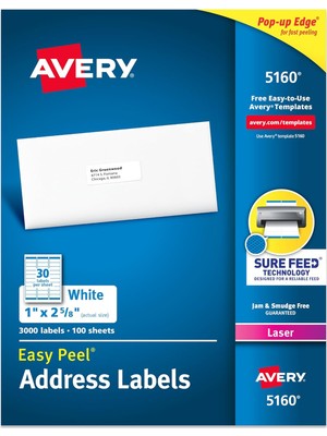 Storemax Easy Peel Laser Adresi Etiket, 1 x 2 – 5/8, Beyaz, 3000/BOX, Sold As 1 Box