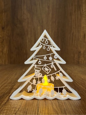 Empressco Beyaz Çam Ağacı Dekoru Mumluk, Şık ve Doğal Ev Aksesuarı