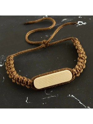 Marsilyan Ahşap Makrome Örgülü Bileklik