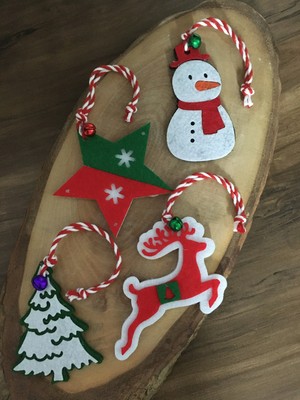 Empressco Renkli Yılbaşı Ağacı Süsleri Seti, Keçe 4'lü Dekorasyon