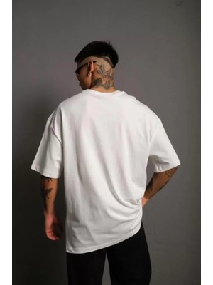 Moderie Butik Erkek 24/1 Düz A Kalite Oversize T-Shirt - Beyaz