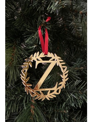 Empressco Yılbaşı Ağacı Süsü Pleksi Harf ve Altın Çelenk Seti