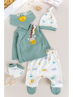 Babymod Zürafa Temalı 5 Parça Erkek Bebek Hastane Çıkışı Bebek Takımı