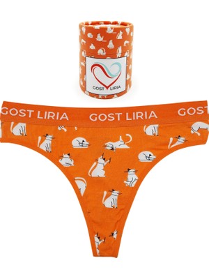 GOST LİRİA -Silver Cat Desenli Kadın String Külot