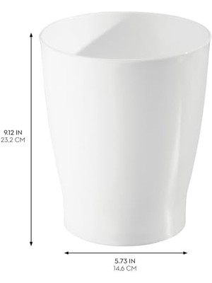 Storemax Banyo, Yatak Odası, Ev Ofis, Yurt Için Kompakt Yuvarlak Plastik Çöp Kovası, 19,6 cm x 19,6 cm x 23,1 Cm, Koleksiyonu, Beyaz