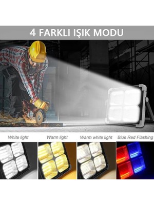 Storemax Seyyar Solar LED Projektör Gri Renk 200W Güneş Enerjili Portatif LED Işık Taşınabilir Sokak Aydınlatması