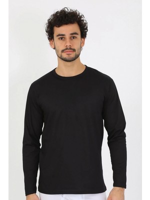 Marsilyan- Erkek Sıfır Yaka Uzun Kol Siyah Fanila