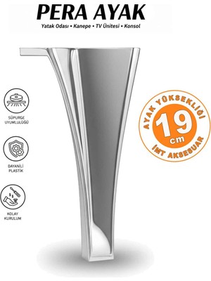 İmt Aksesuar Pera 19 cm Krom Mobilya Koltuk Yatak Odası Tv Ünitesi Dolap Konsol ve Sehpa Ayağı