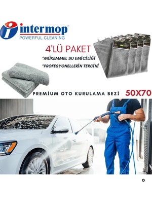 İntermop Intermop 50X70 Oto Kurulama Bezi Gri 4'lü Paket