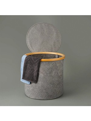 Arow Kapaklı Katlanabilir Yuvarlak Sepet (4 Adet)