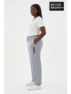 Superlife Kadın Büyük Beden Brooklyn Baskılı Rahat Kesim Lastikli Bel Paça Reçme Eşofman Altı SPR26EAK952-2