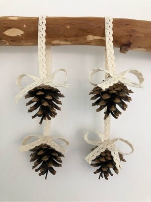 Empressco Yılbaşı Kozalak Süsü 2'li Takım, Gri, Evinize Şıklık Katacak Dekorasyon.