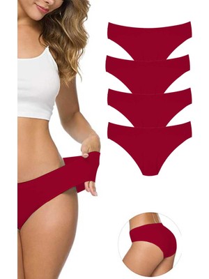 Royaleks 4 Adet Kadın Dikişsiz Lazer Kesim Esnek Iz Yapmayan Külot Bordo