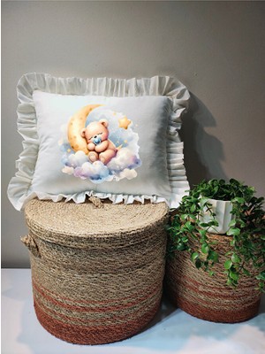 Moda Lime Isme Özel Baskılı Fırfırlı Bebek Dolgulu Yastık Hediyelik (Takı Yastığı Olarakta Kullanılabilir)