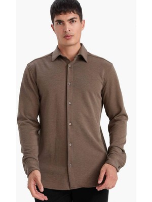 DeFacto Modern Fit Polo Yaka Pike Uzun Kollu Gömlek F0330AX25AU