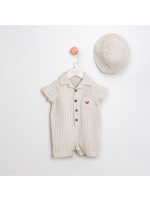 ministok Cedric Soft Kumaş Şapkalı Erkek Bebek Tulum