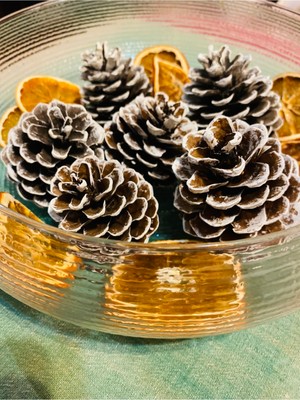 Empressco 6 Adet Beyaz Doğal Çam Kozalak Yılbaşı Süsleri Seti