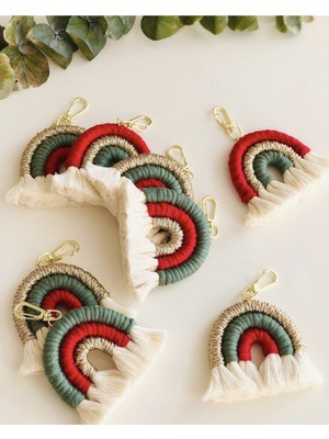 Empressco Yılbaşı Makrome Gökkuşağı Anahtarlık Seti, Pembe, 10 Adet