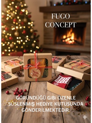 Fugo Concept Fugoconcept Kutulu 2 Çift Yılbaşı Çorabı Seti Noel Konseptli Hediyelik (Pamuklu)