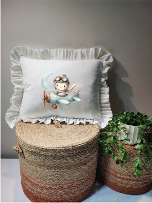 Moda Lime Isme Özel Baskılı Fırfırlı Bebek Dolgulu Yastık Hediyelik (Takı Yastığı Olarakta Kullanılabilir)