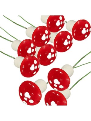 Empressco 50 Adet Kırmızı Renk Mantar Kokina Süs, Partidolu Pike, 1,5 Cm, Dekoratif ve Şık